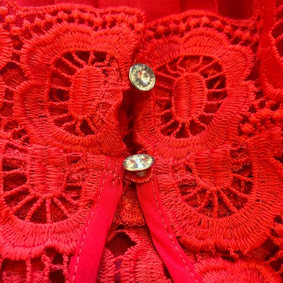 Little Mistress Maternity Midi Party Dress NWT Size 10 Pleated Lace Coral Pink - Picture 3 of 9